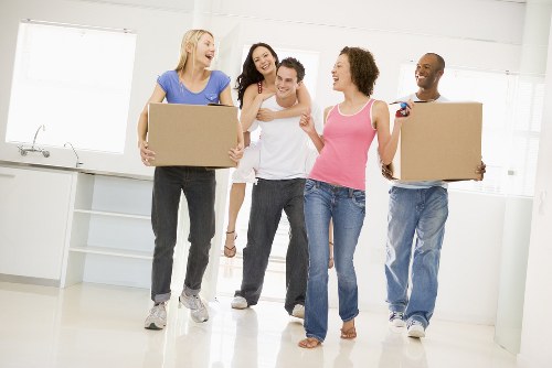 Commercial moving team preparing office relocation in Brixton