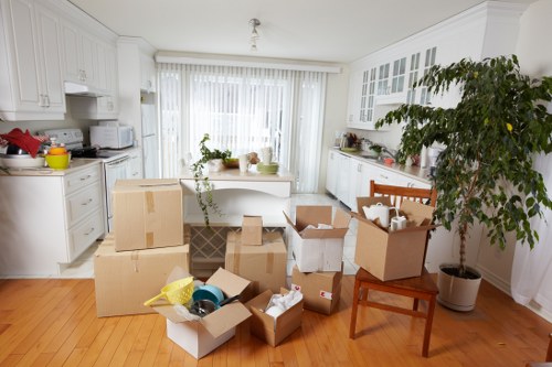 Packed boxes and furniture ready for a Brixton house move