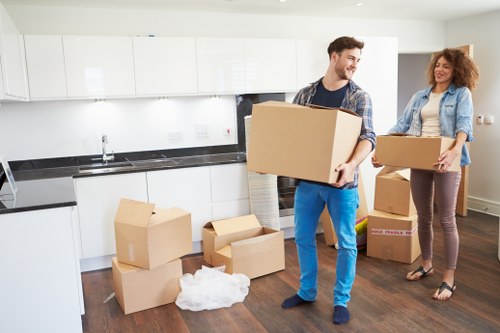 Packed household items prepared for a Brixton relocation